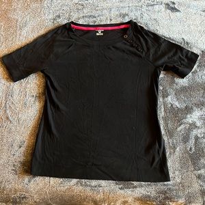 Jones New York Sport Black Short Sleeve Top with Accent Buttons size Large